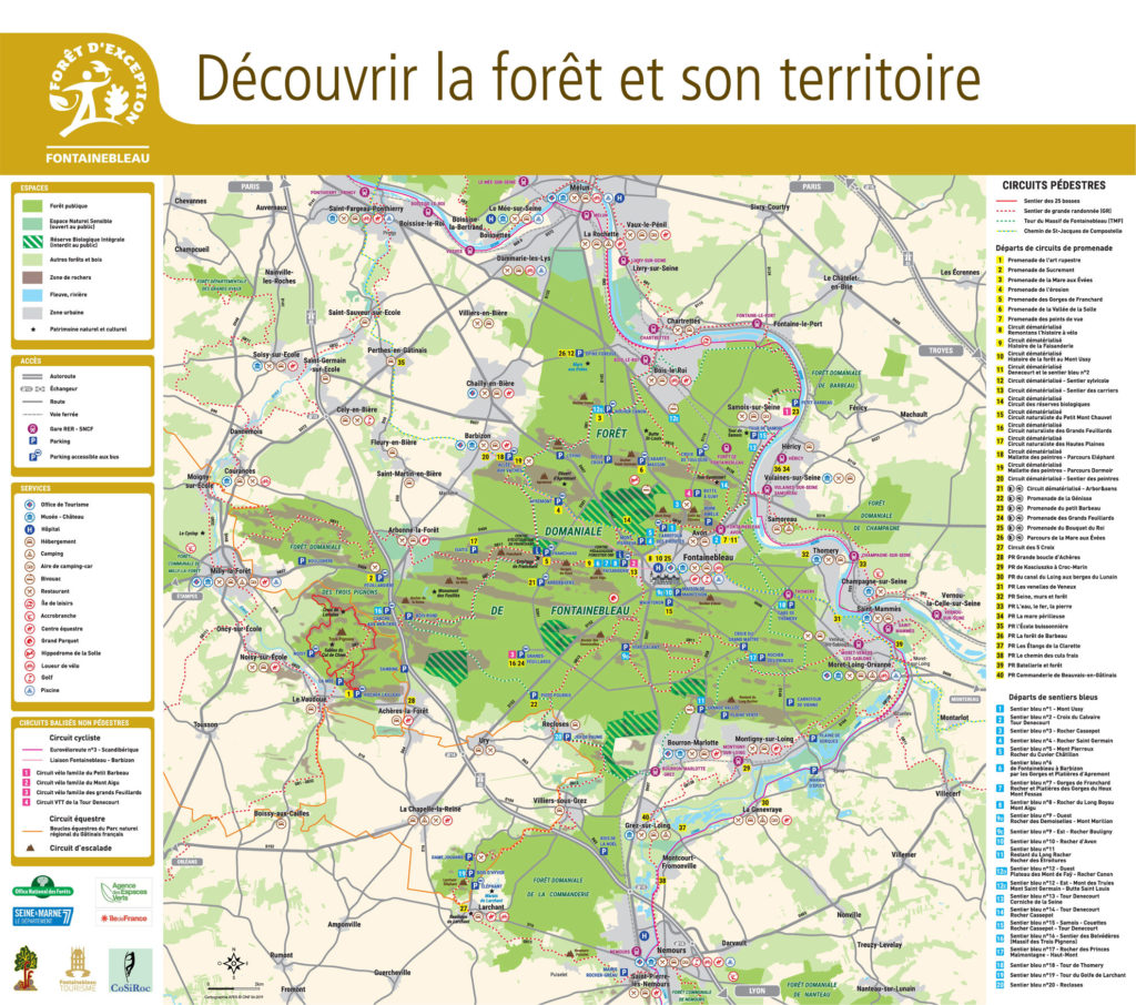 Carte de la Forêt de Fontainebleau et son territoire